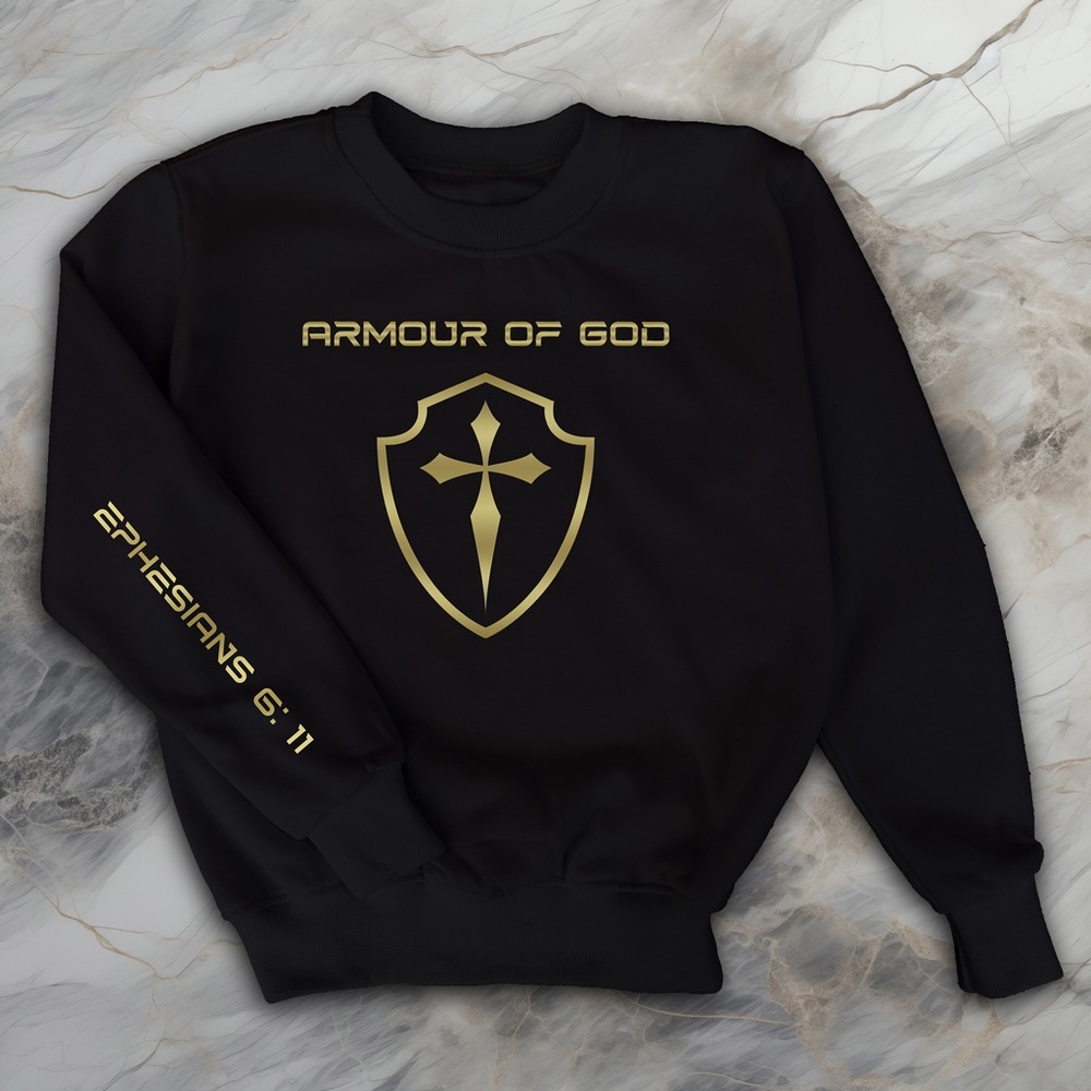 Men’s Sweatshirt Armor of God Christian Faith Bible Verse Sweater